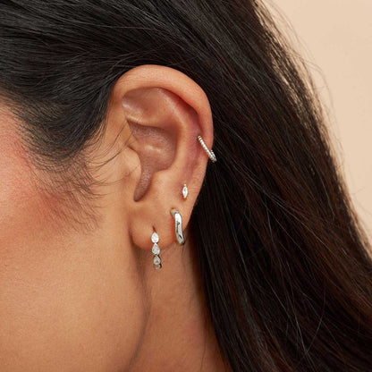 Crystal Marquise Flat Back Stud in Silver