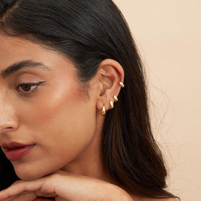 Tapered Huggie Hoops In Gold