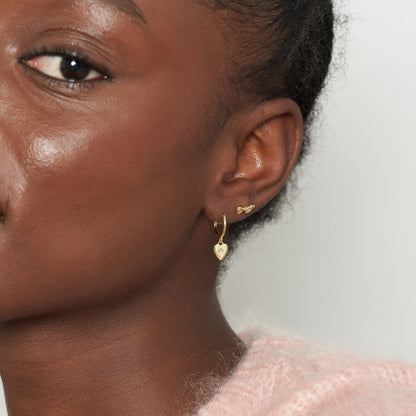 Heart Charm Dangle Earrings in Gold