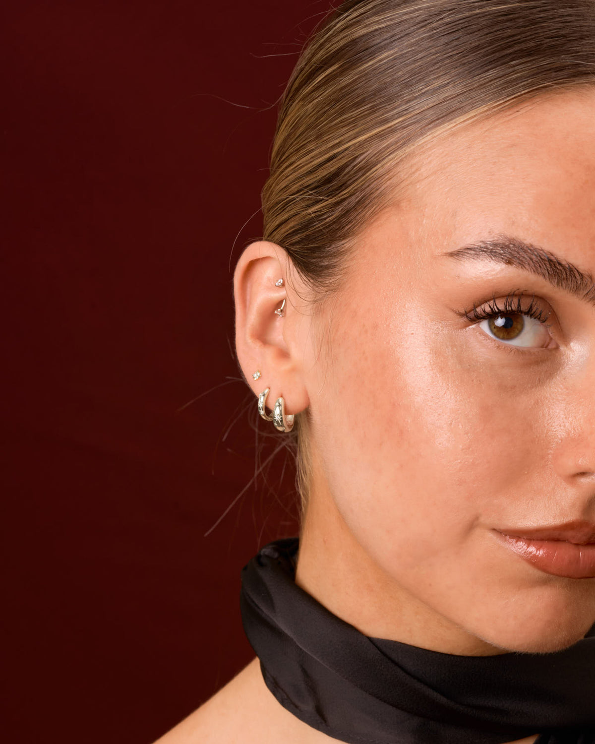 Celestial Starburst Earring Set in Silver