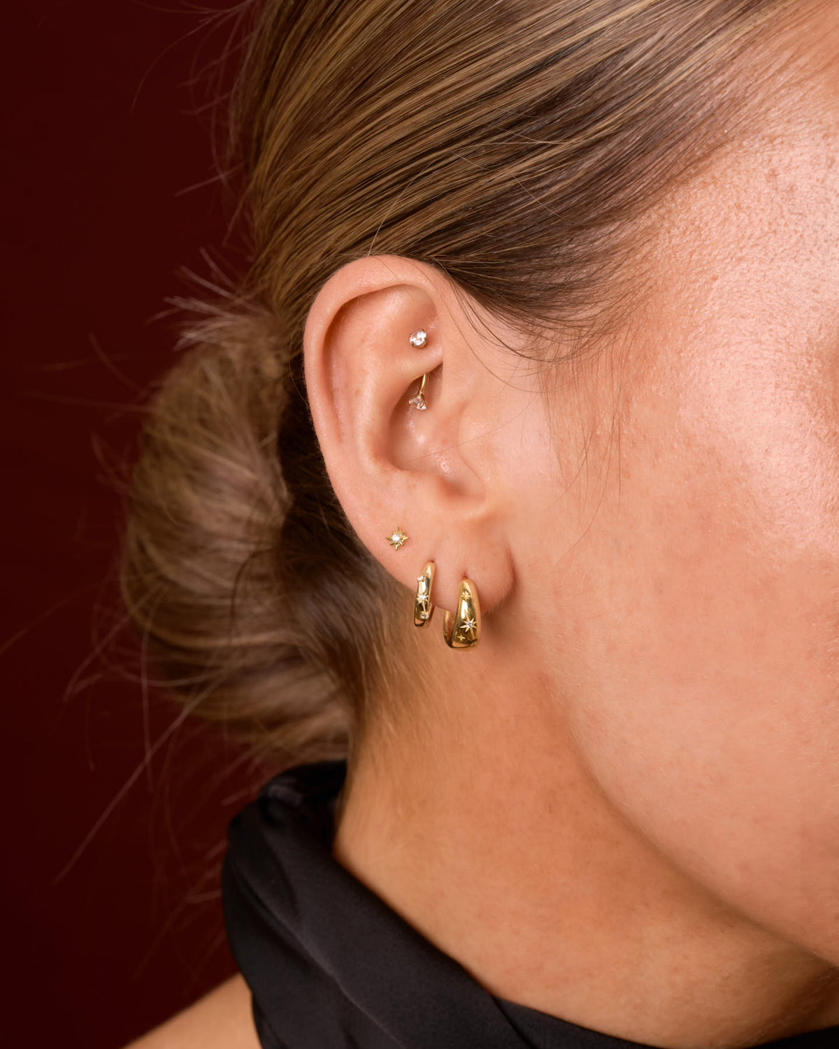 Celestial Starburst Earring Set In Gold