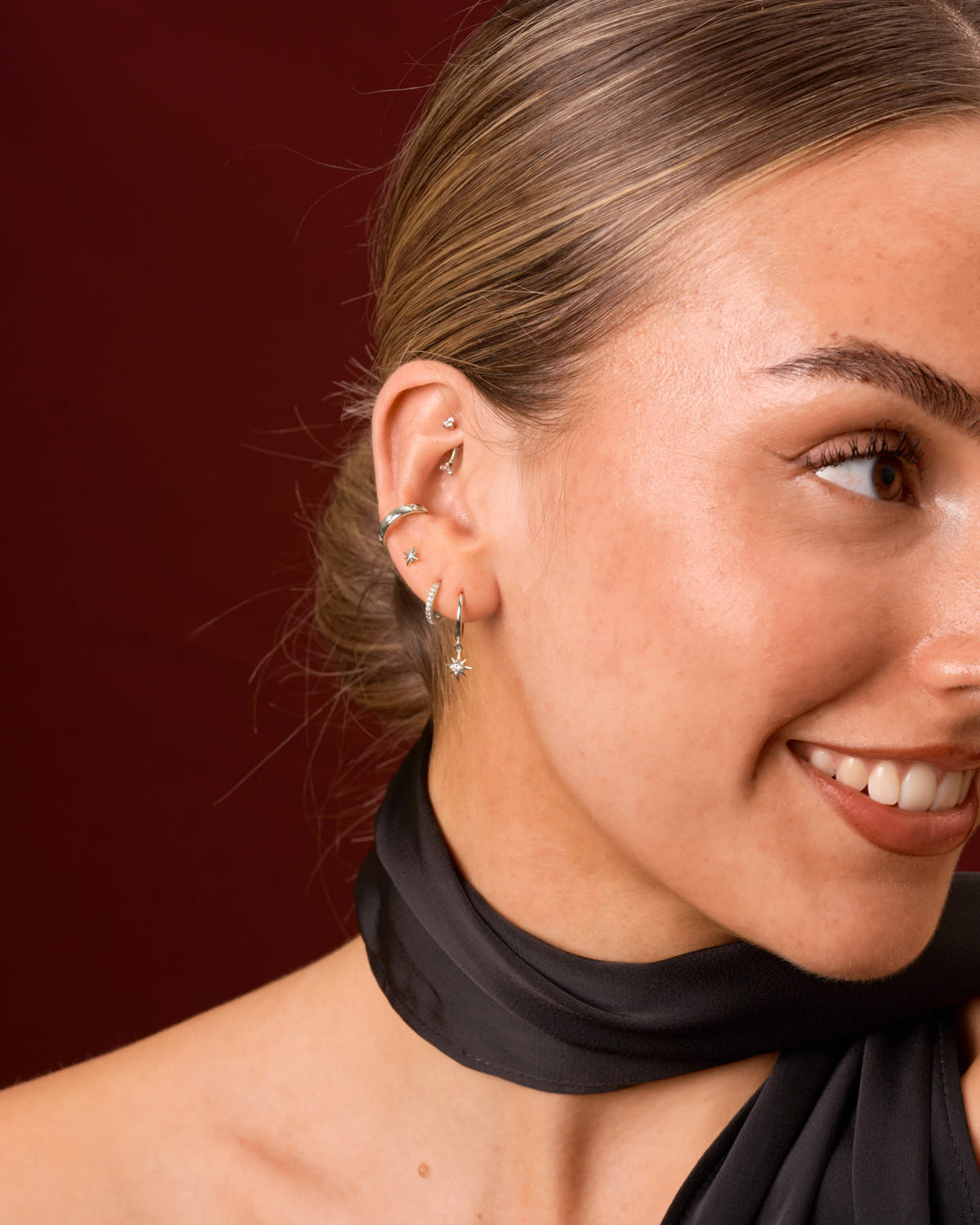 Celestial North Star Drop Earring Set in Silver