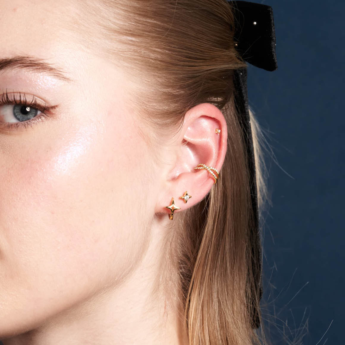 Tiny Star Huggies in Gold