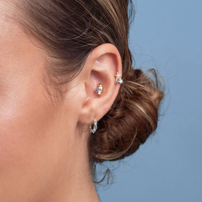 Midnight Seashell Gem Barbell Studs In Silver | LÉA Jewels