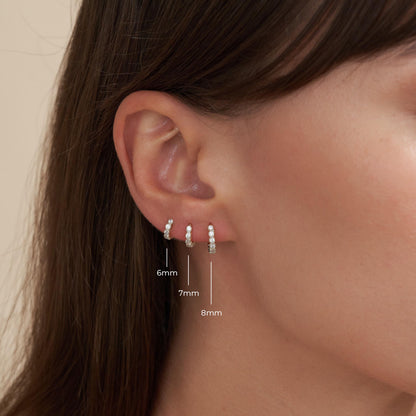 Bezel Crystal Huggies In Silver