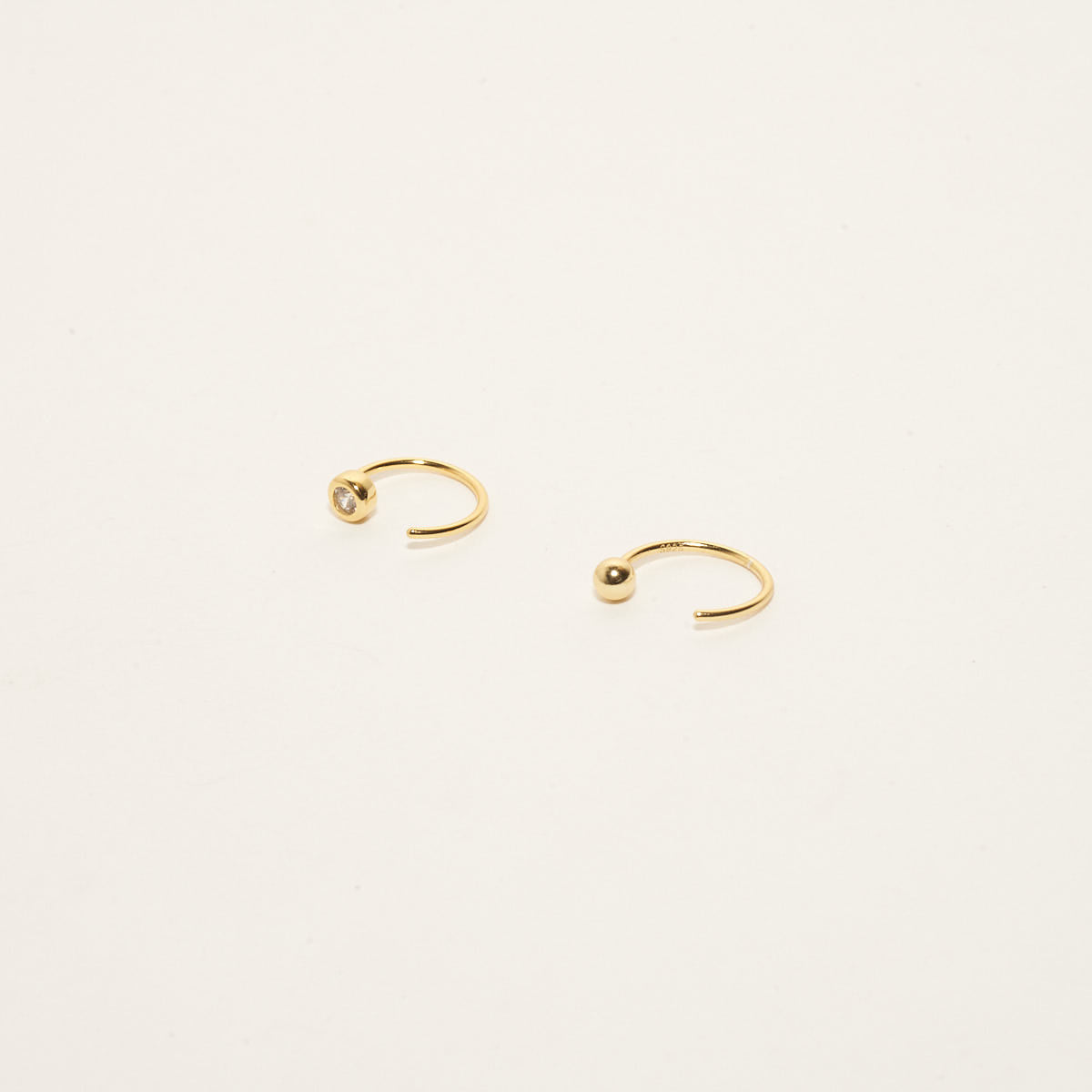 Bezel Crystal Open Hoop Earrings In Gold