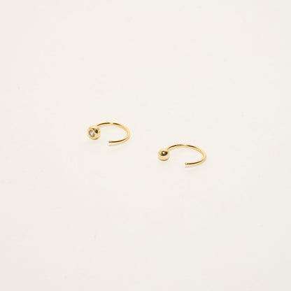 Bezel Crystal Open Hoop Earrings In Gold