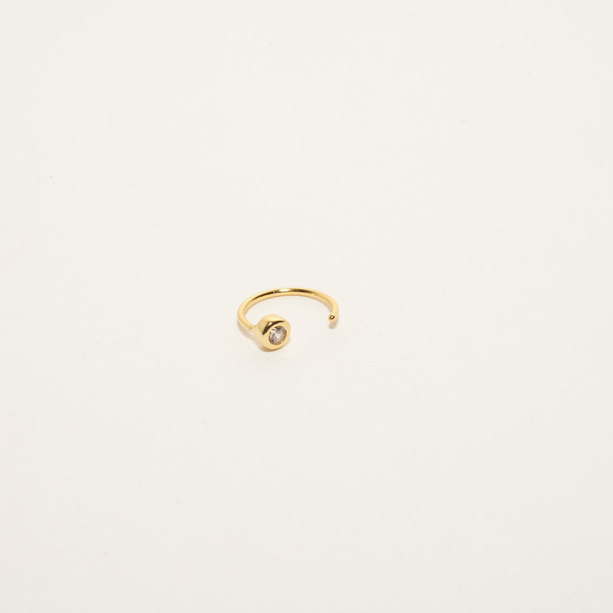 Bezel Crystal Open Hoop Earrings In Gold
