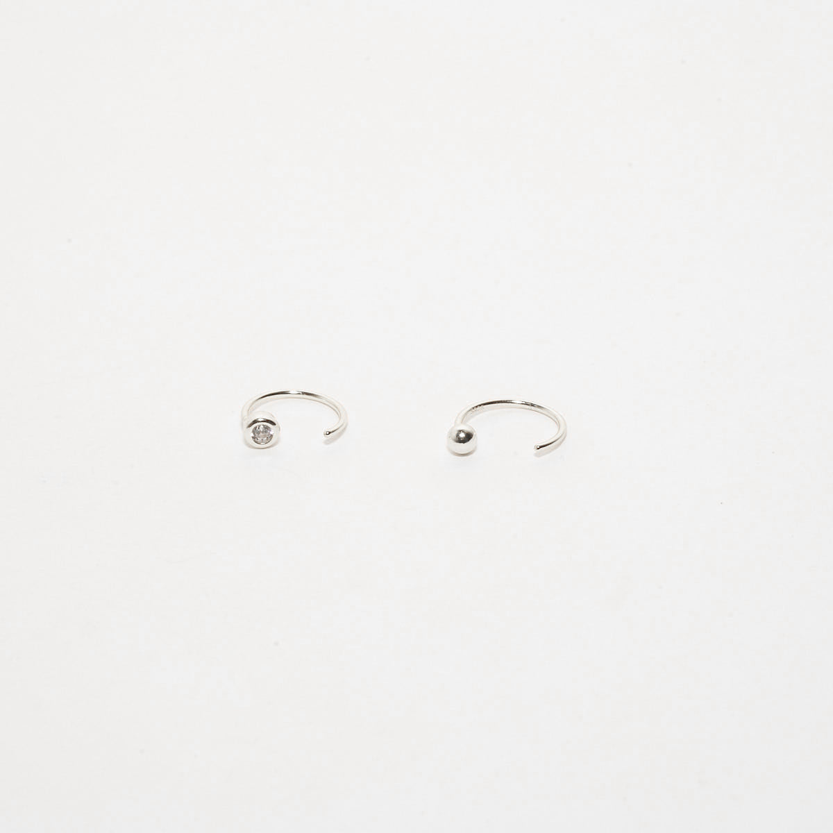 Bezel Crystal Open Hoop Earrings In Silver