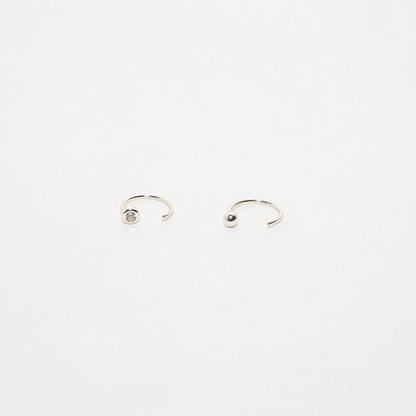 Bezel Crystal Open Hoop Earrings In Silver