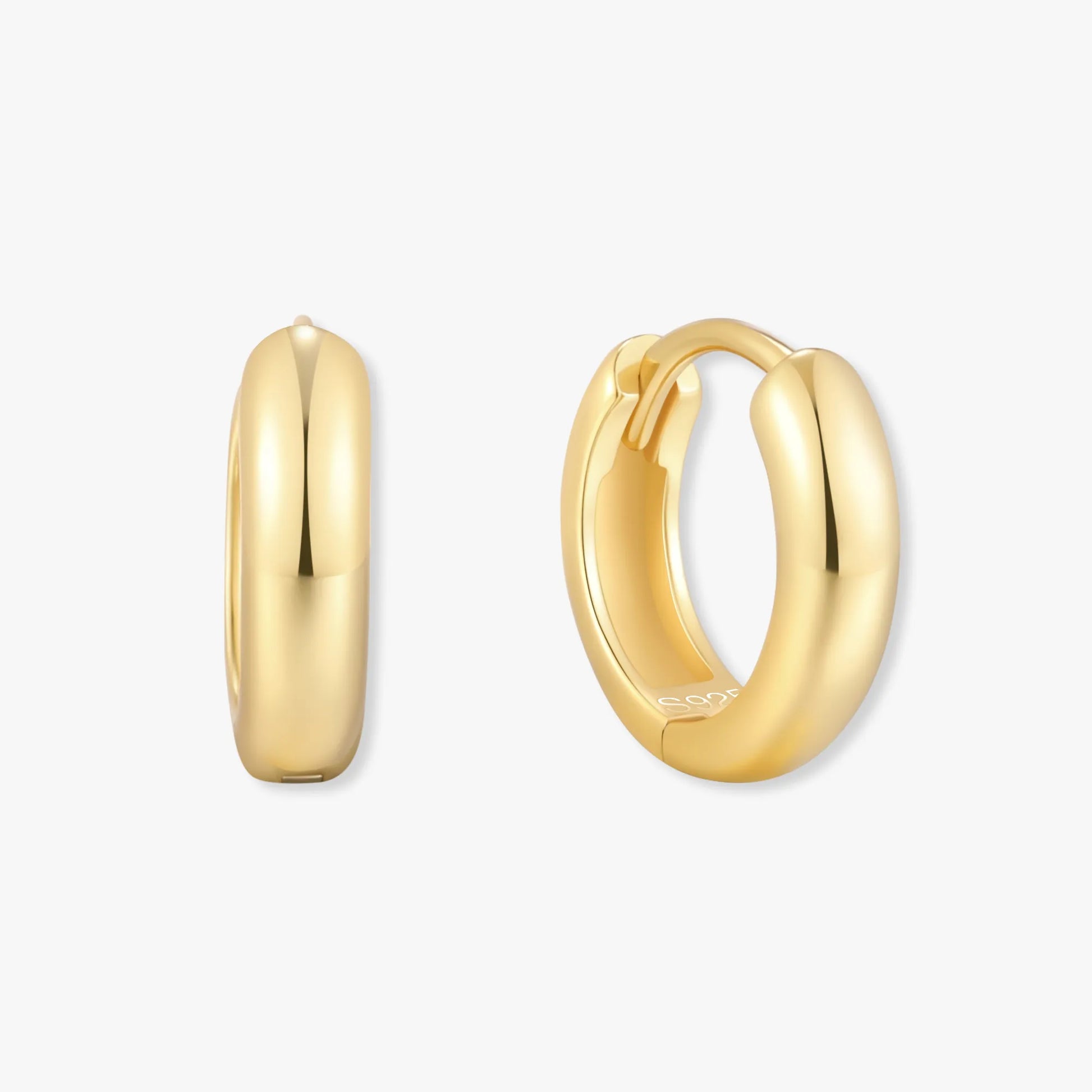 Bold Dainty Huggie Hoops In Gold