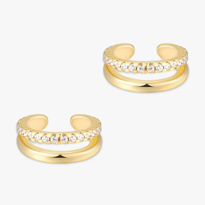 Crystal Double Band Ear Cuff in Gold