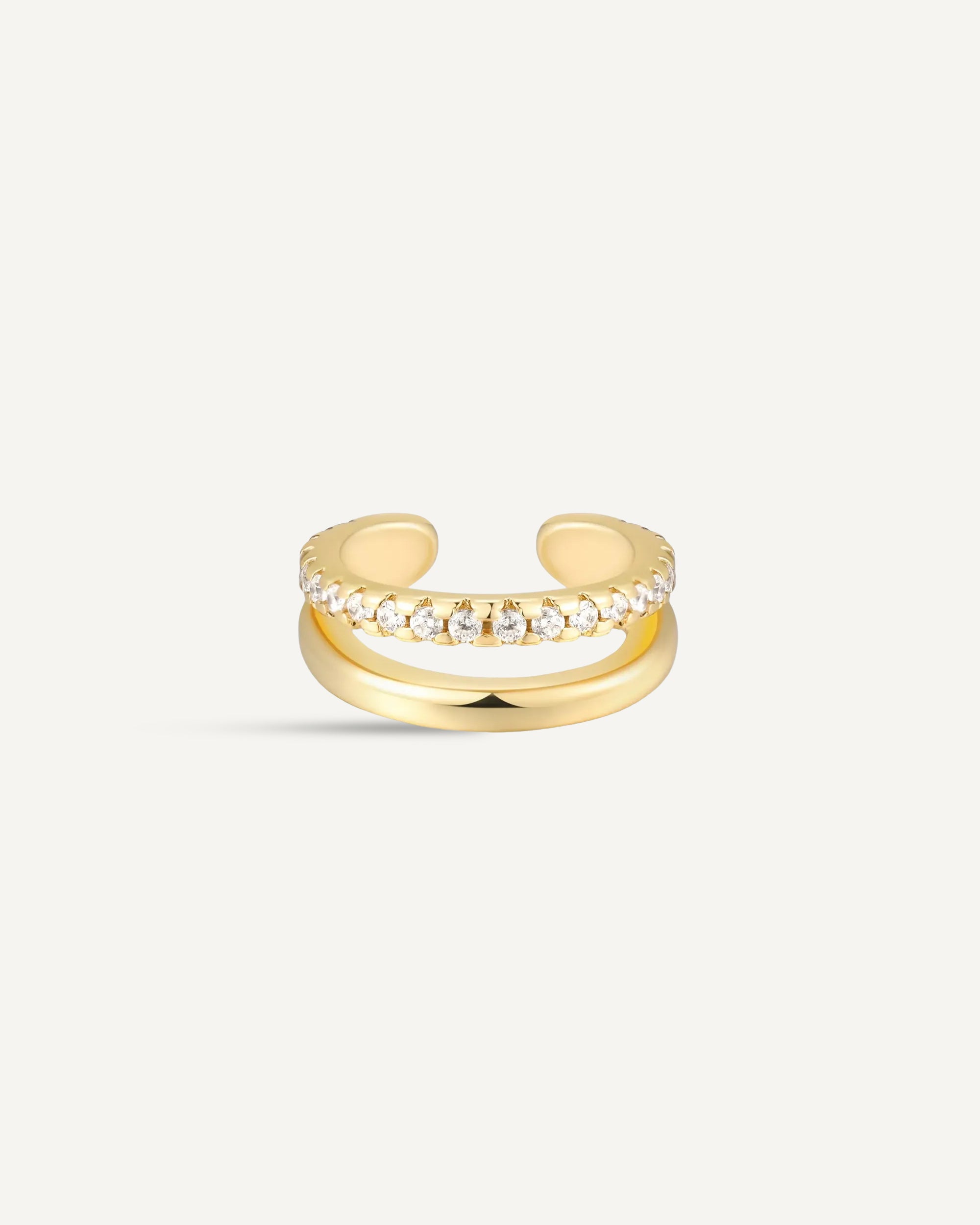 Crystal Double Band Ear Cuff in Gold