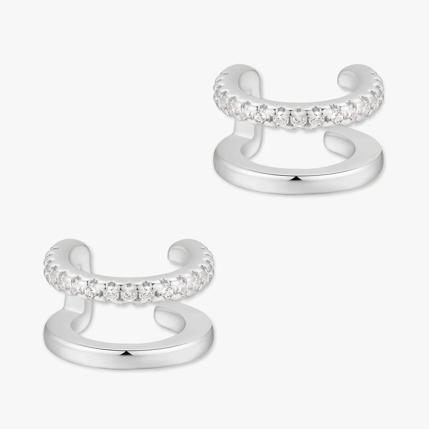 Open Double Band Ear Cuff in Silver