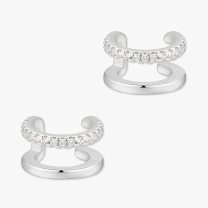 Open Double Band Ear Cuff in Silver