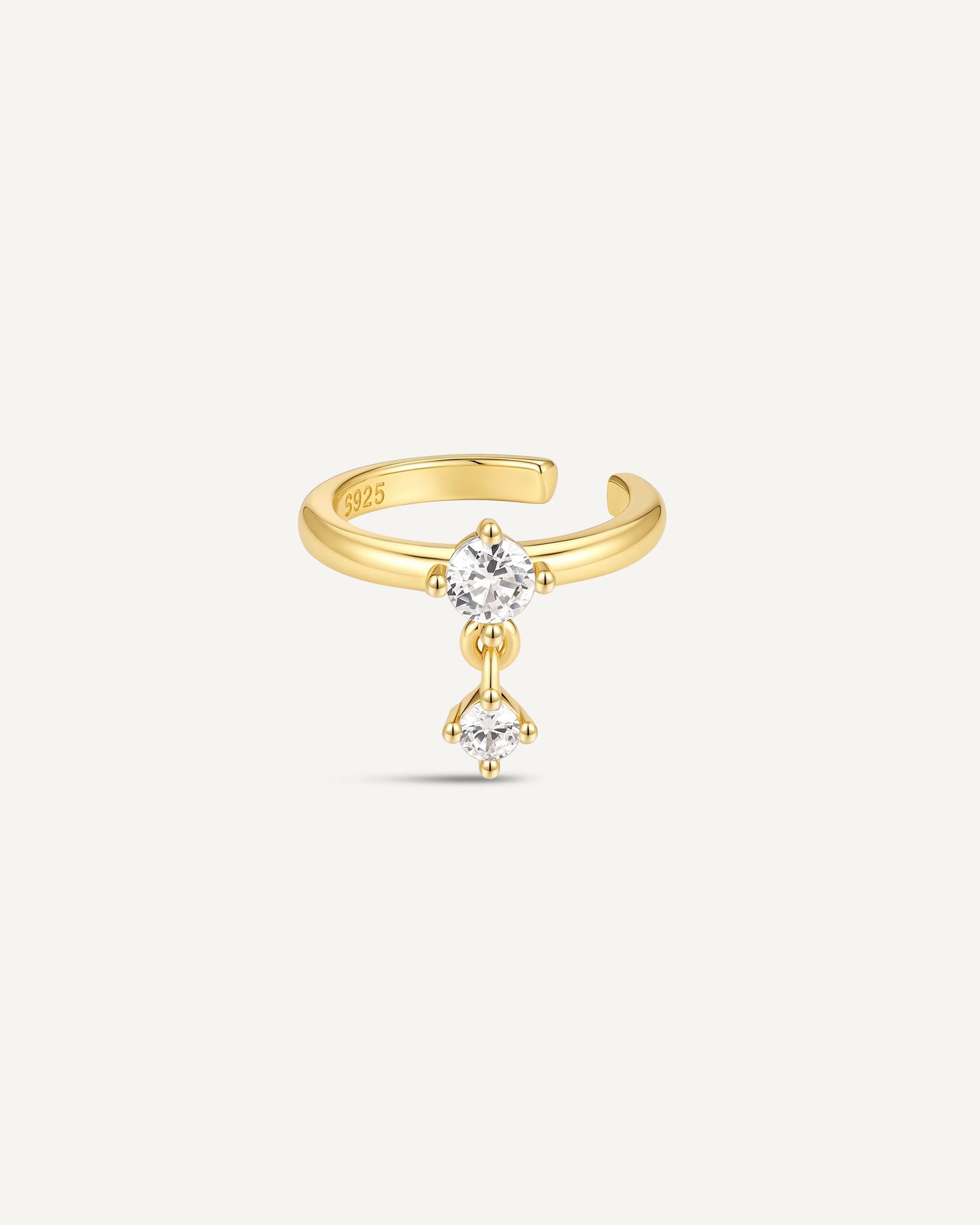 Crystal Drop Ear Cuff In Gold