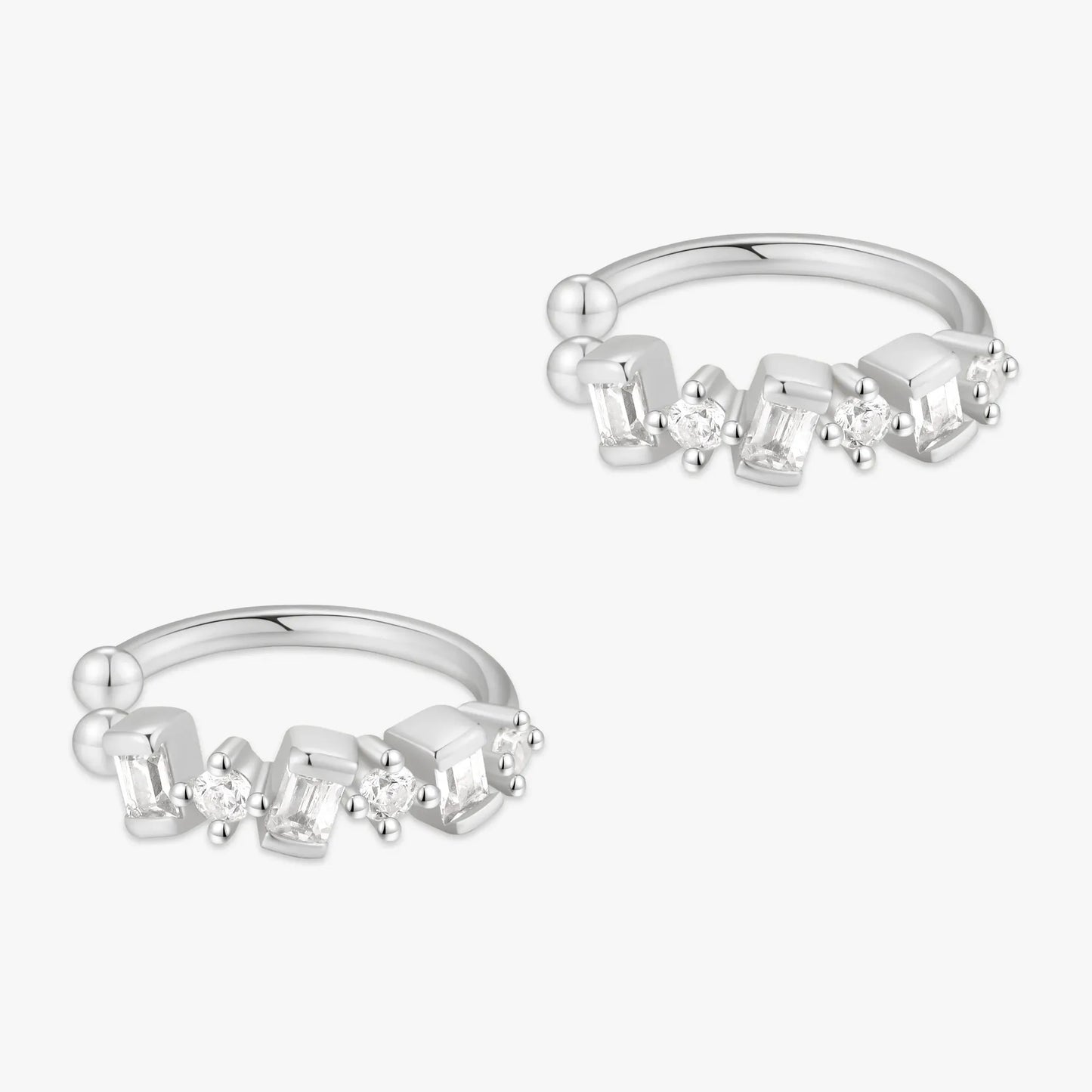 Crystal Baguette Ear Cuff in Silver