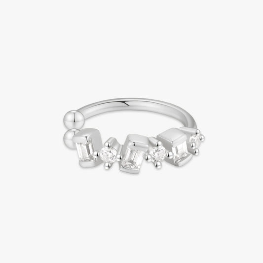Crystal Baguette Ear Cuff in Silver
