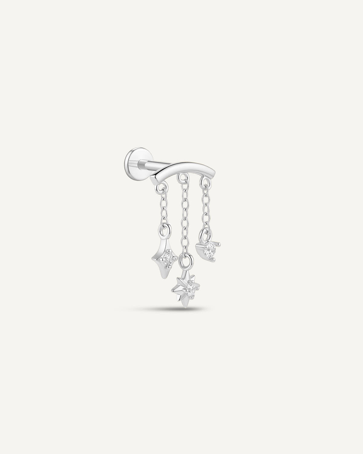 Celestial Chain Hidden Helix Flat Back Stud In Silver