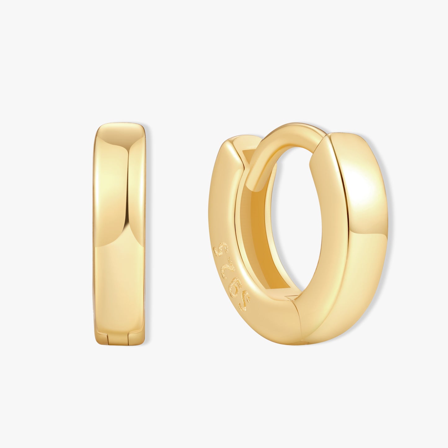 Square Edge Huggie Hoops In Gold