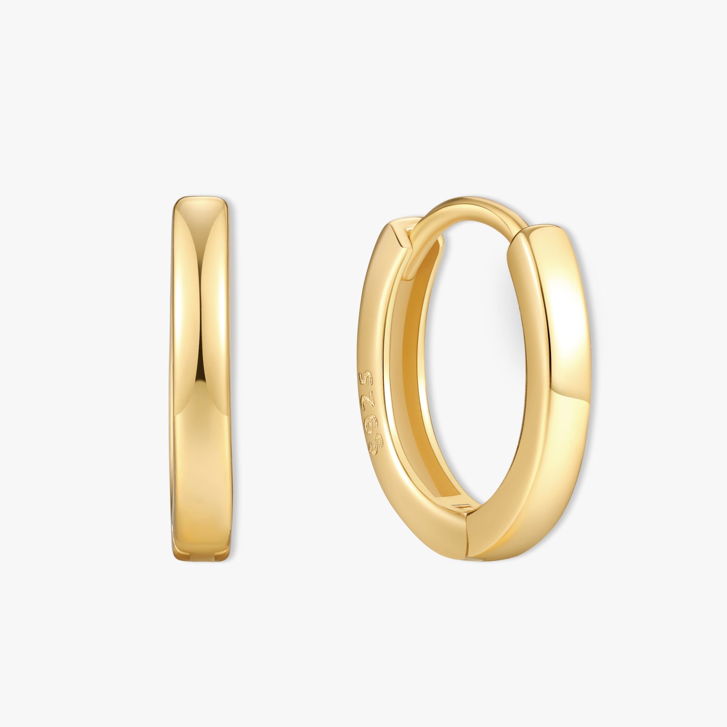 Square Edge Huggie Hoops In Gold