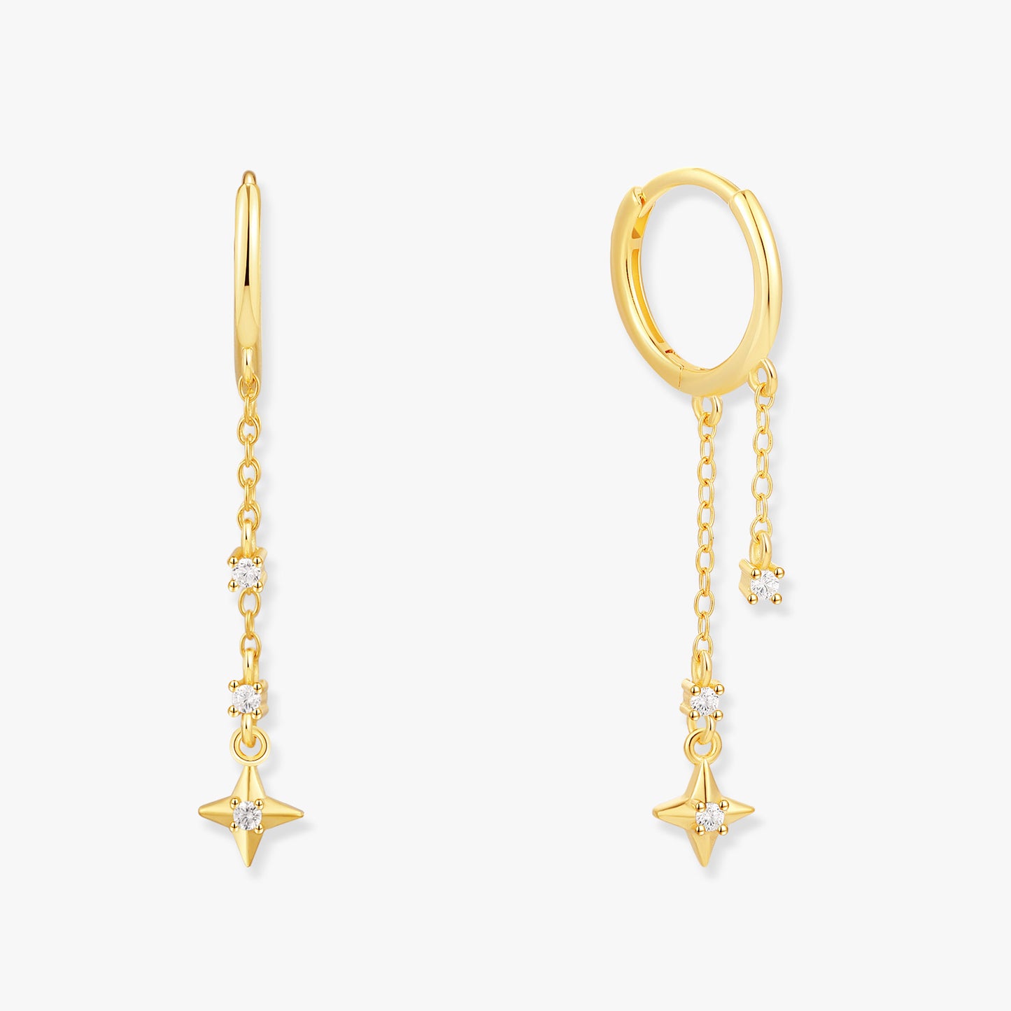 Cosmic Drop Chain Huggie Earrings In Gold