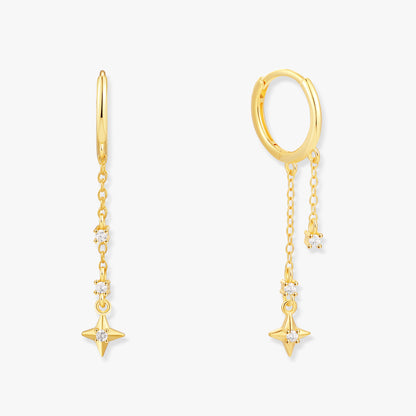 Cosmic Drop Chain Huggie Earrings In Gold