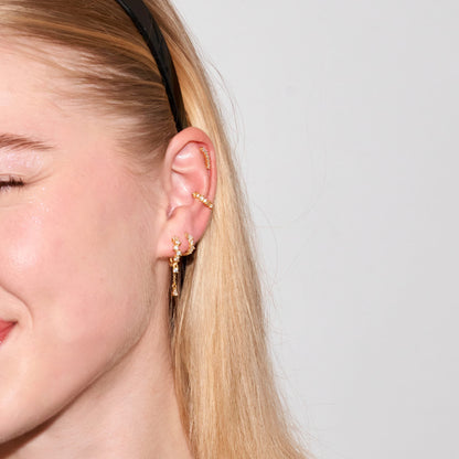 Cascading Crystal Dangle Huggie In Gold