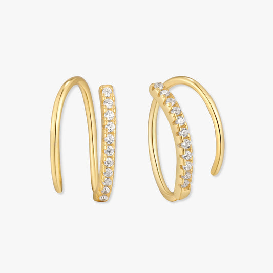 Celeste Double Hoop Earrings In Gold | LÉA Jewels