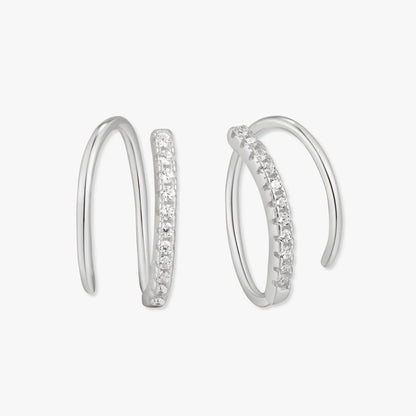 Celeste Double Hoop Earrings In Silver | LÉA Jewels