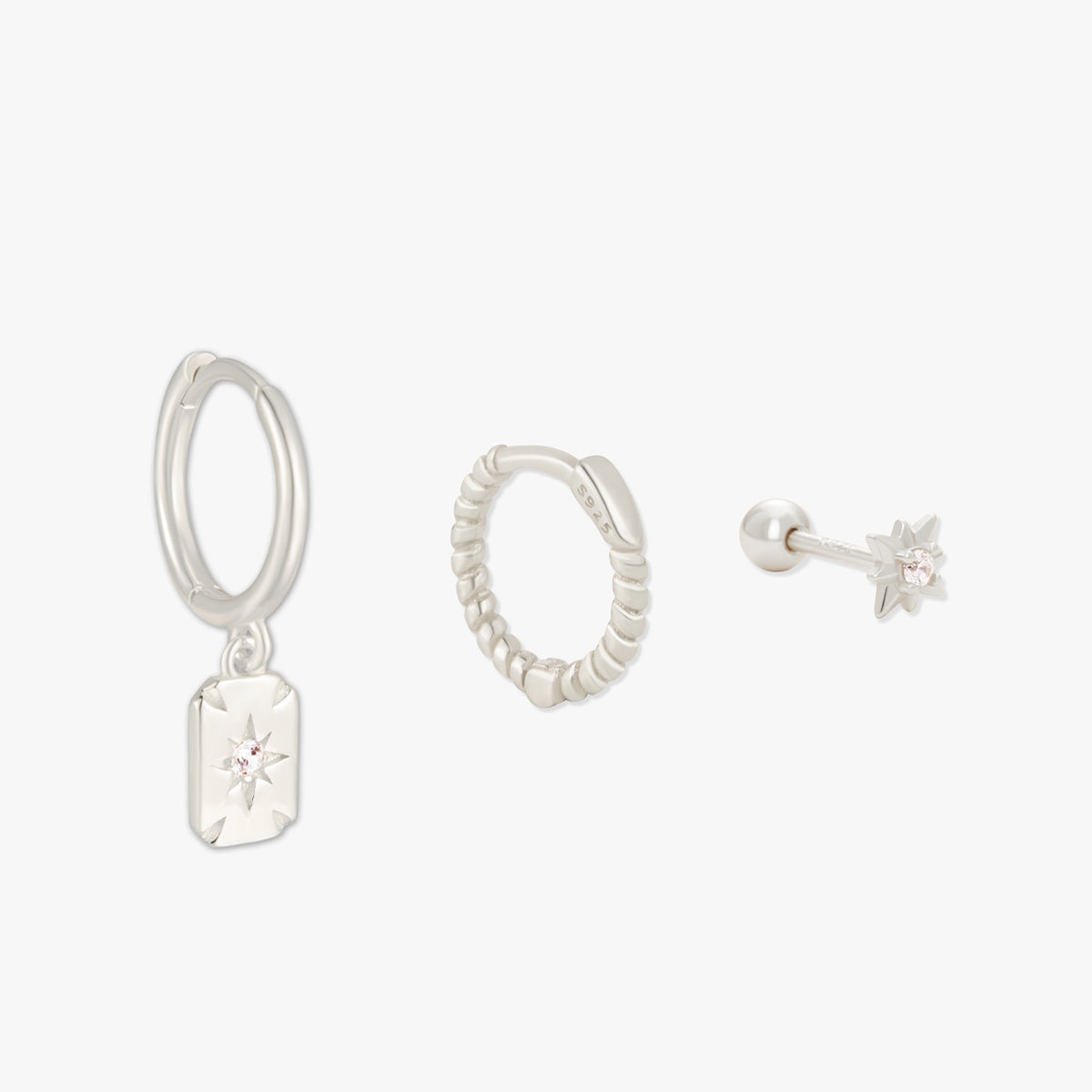 Celestial Charm Earring Set In Silver