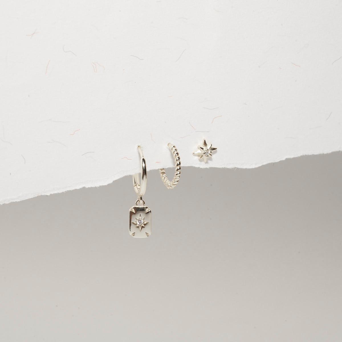 Celestial Charm Earring Set In Silver