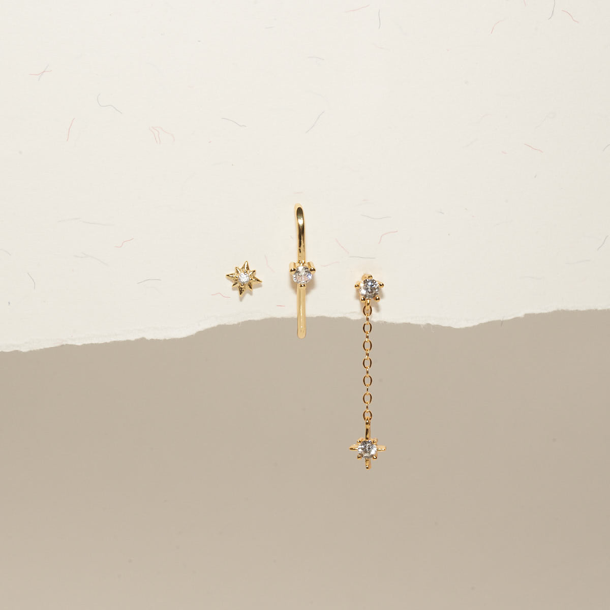 Celestial Dangle Earring Set In Gold