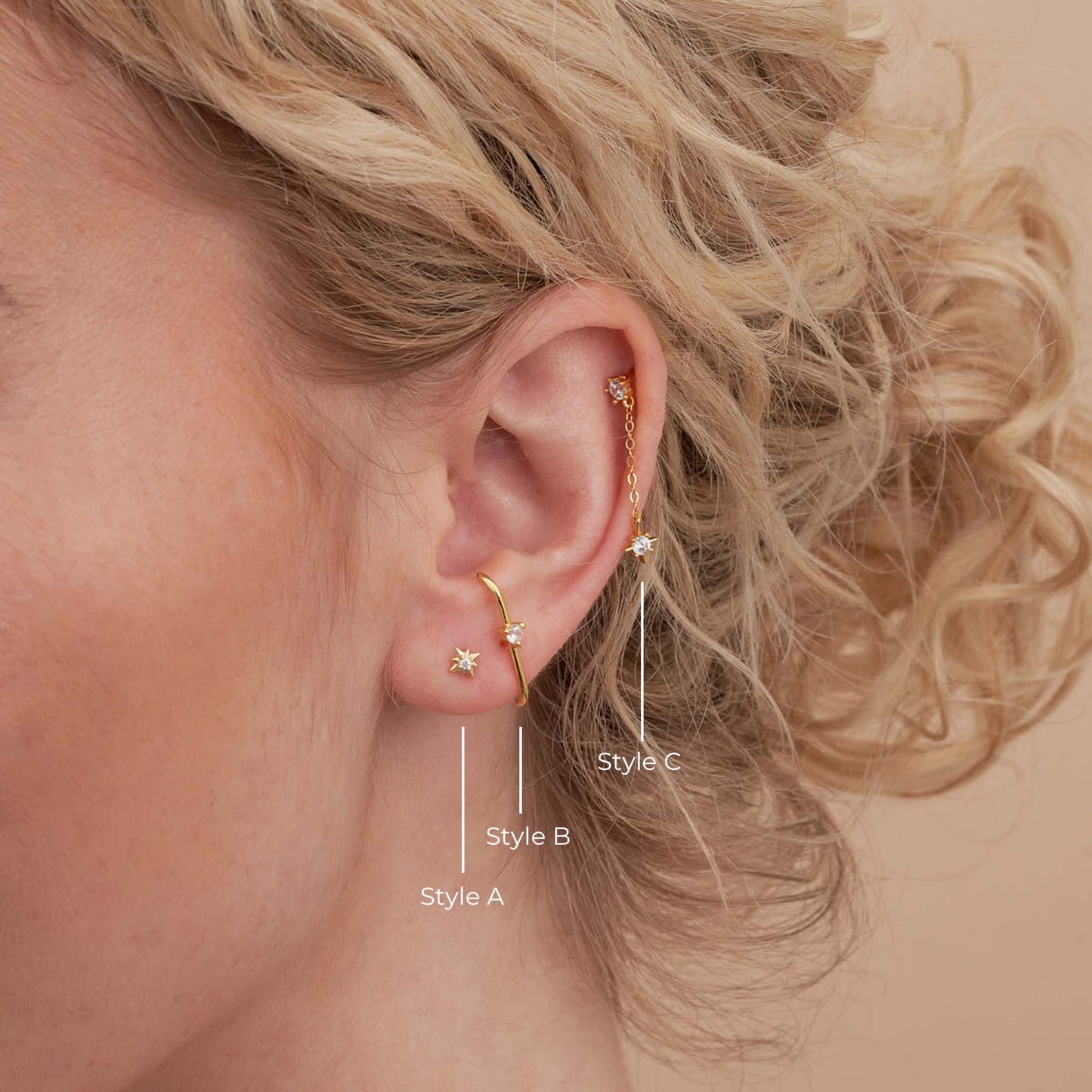 Celestial Dangle Earring Set In Gold