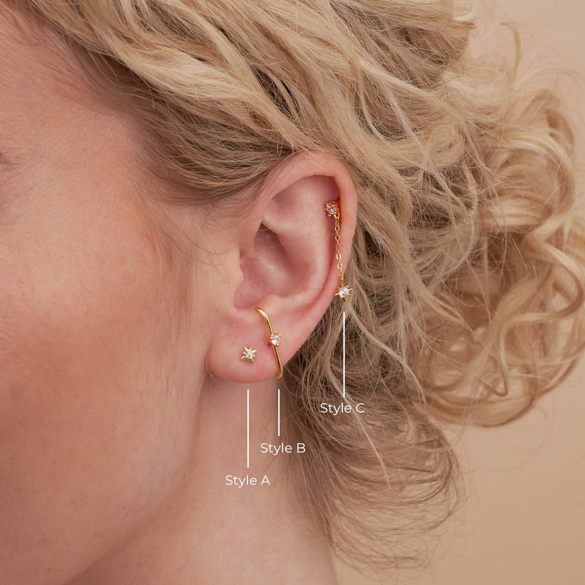 Celestial Dangle Earring Set In Gold