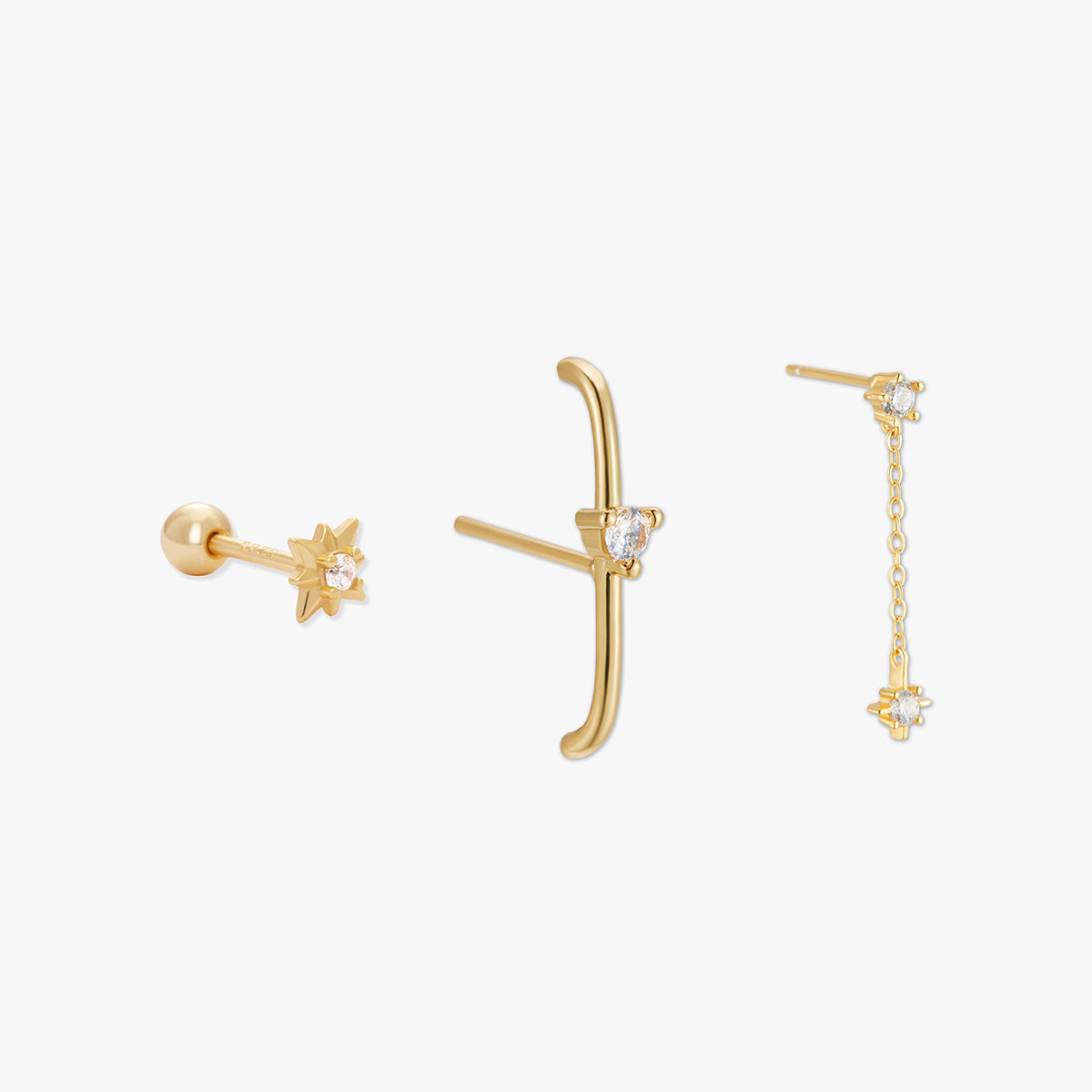 Celestial Dangle Earring Set In Gold
