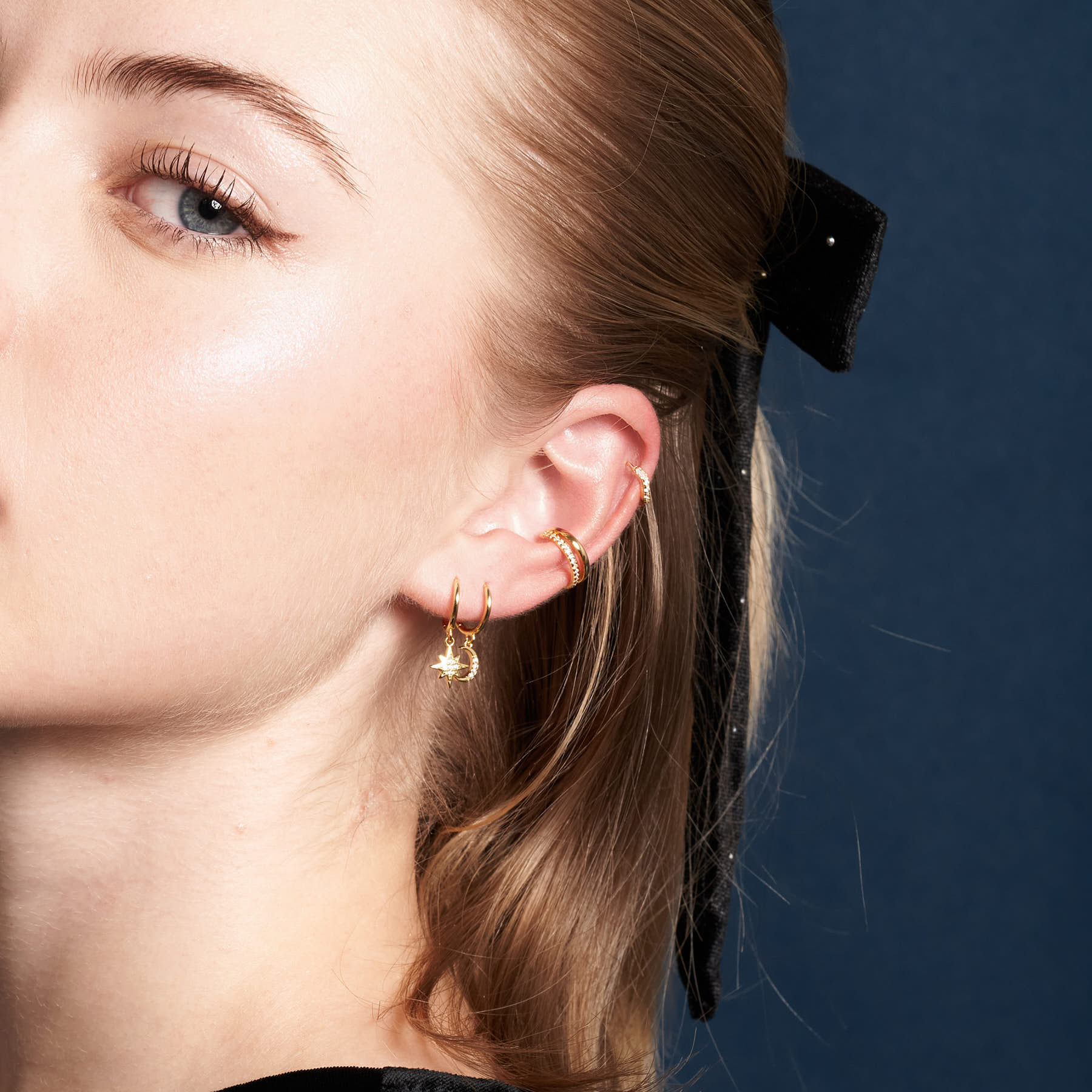 Celestial Duo Dangle Earrings In Gold-