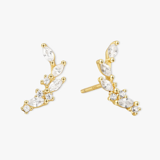 Climber Marquise Stud Earrings In Gold
