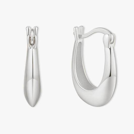 Crescent Hoop Earrings in Silver