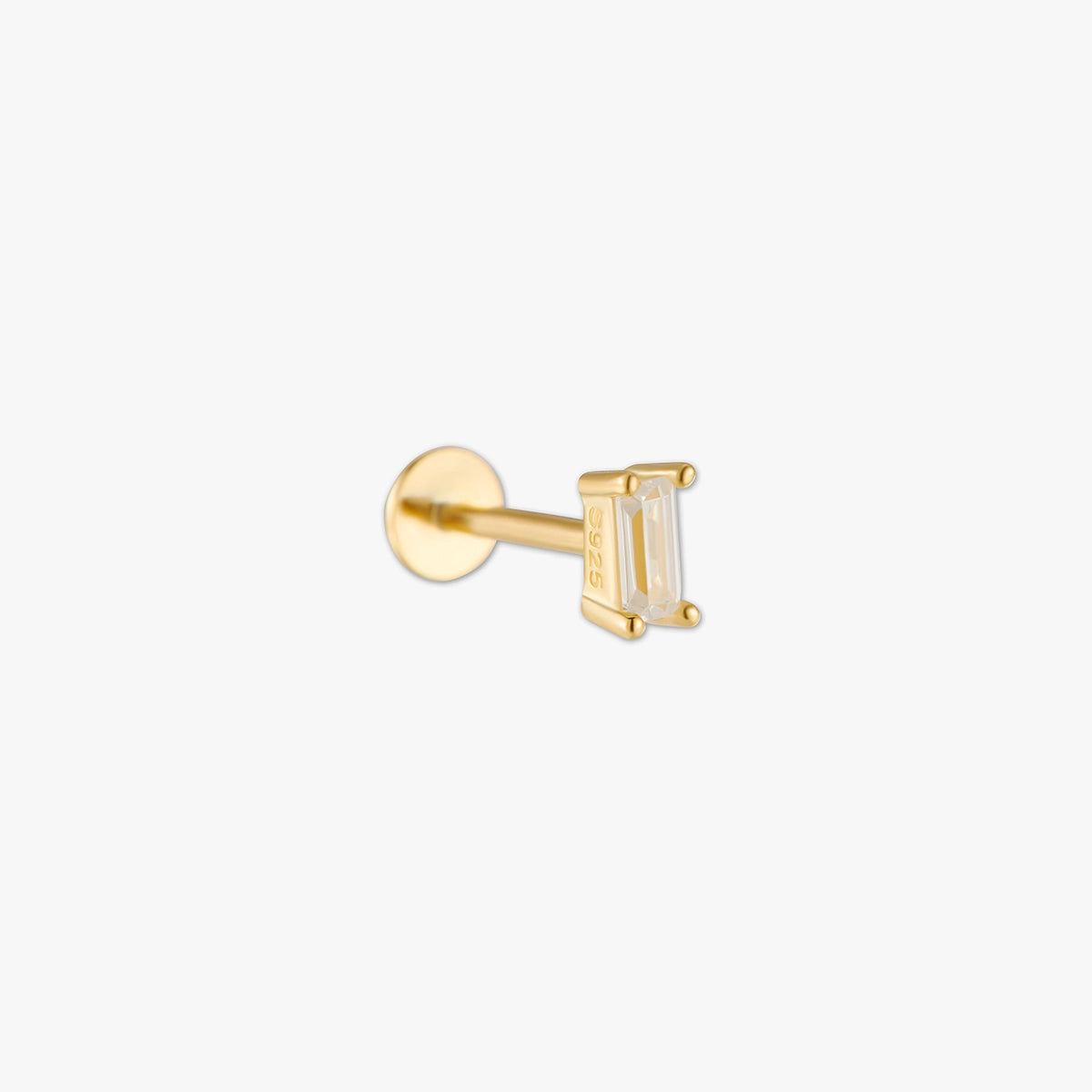 Crystal Baguette Cartilage Helix Stud in Gold