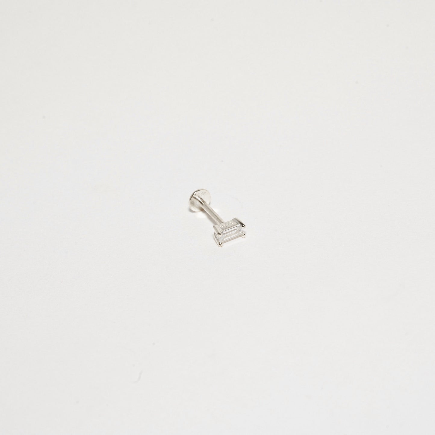 Crystal Baguette Cartilage Studs in Silver