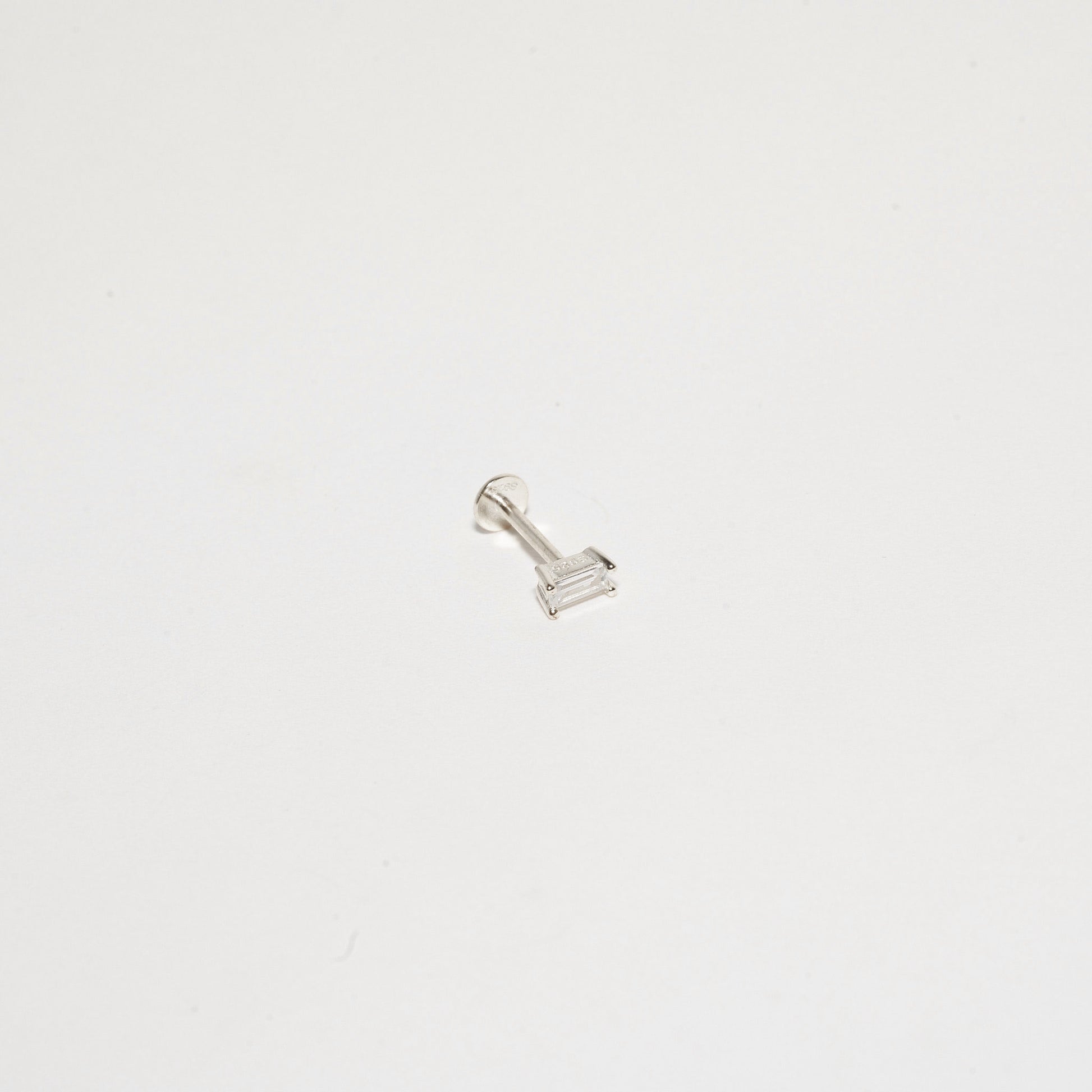 Crystal Baguette Cartilage Studs in Silver