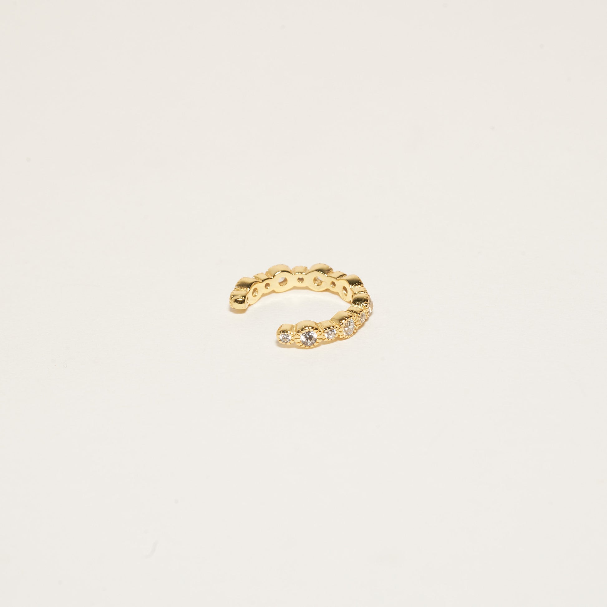 Crystal Bezel Ear Cuff In Gold