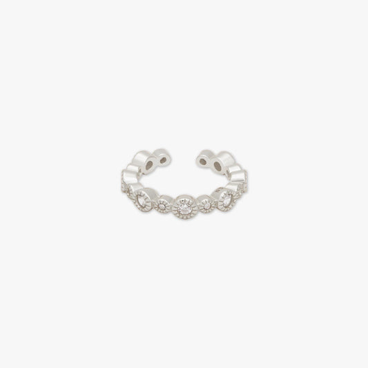 Crystal Bezel Ear Cuff In Silver