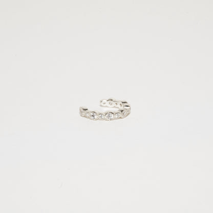 Crystal Bezel Ear Cuff In Silver