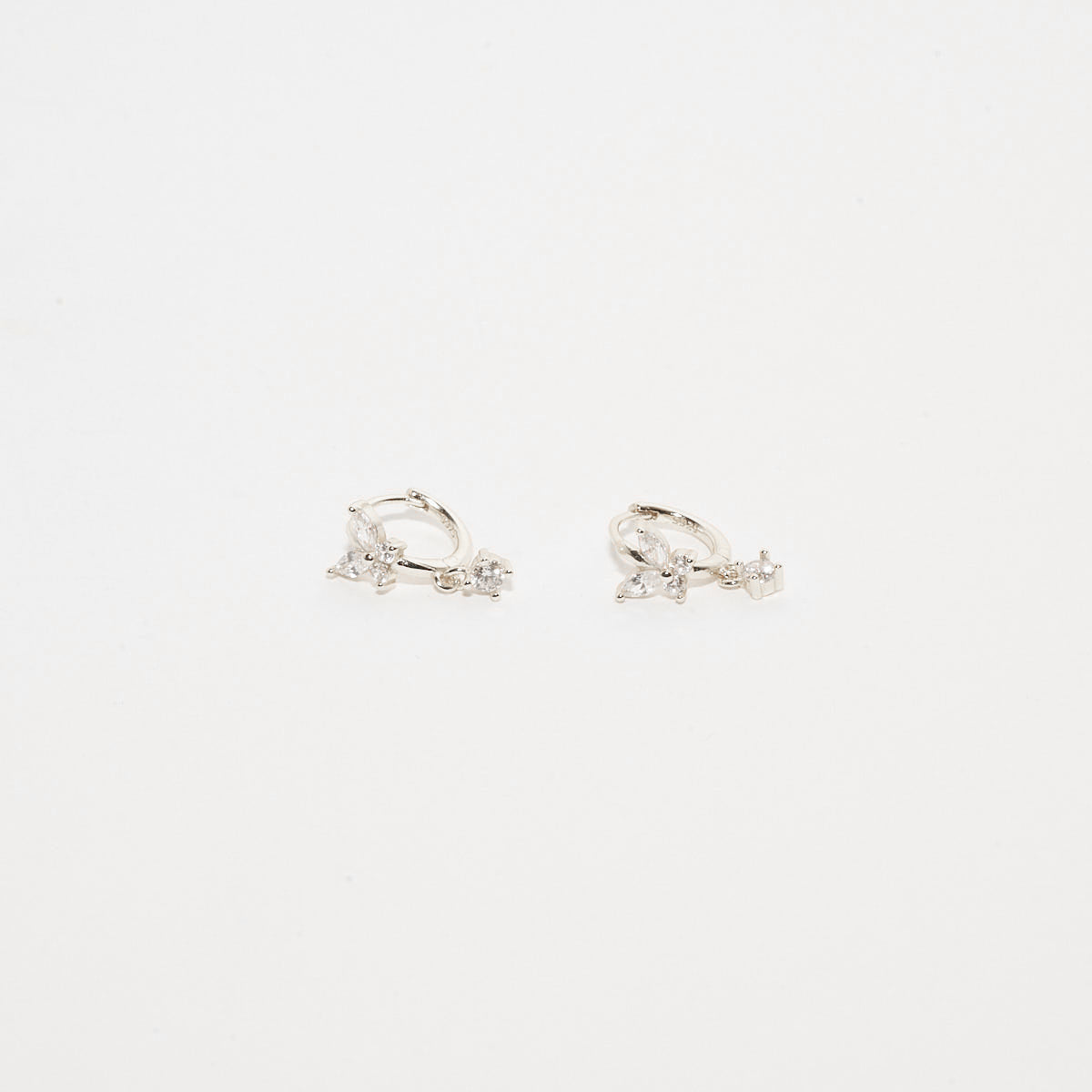 Crystal Butterfly Hoops in Silver