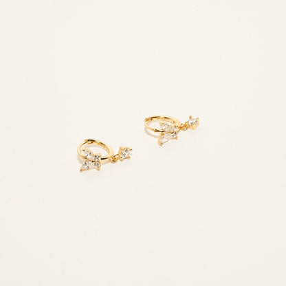 Crystal Butterfly Hoops in Gold