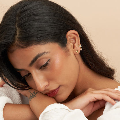 Crystal Butterfly Hoops in Gold