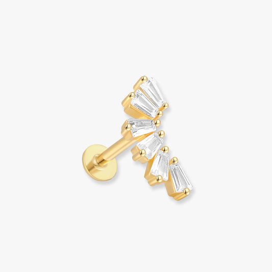 Crystal Cascade Labret Climber Stud in Gold