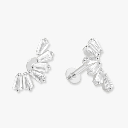 Crystal Cascade Labret Studs in Silver